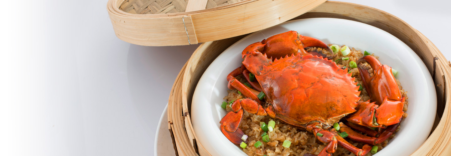 Steamed Glutinous Rice with Live Crab
